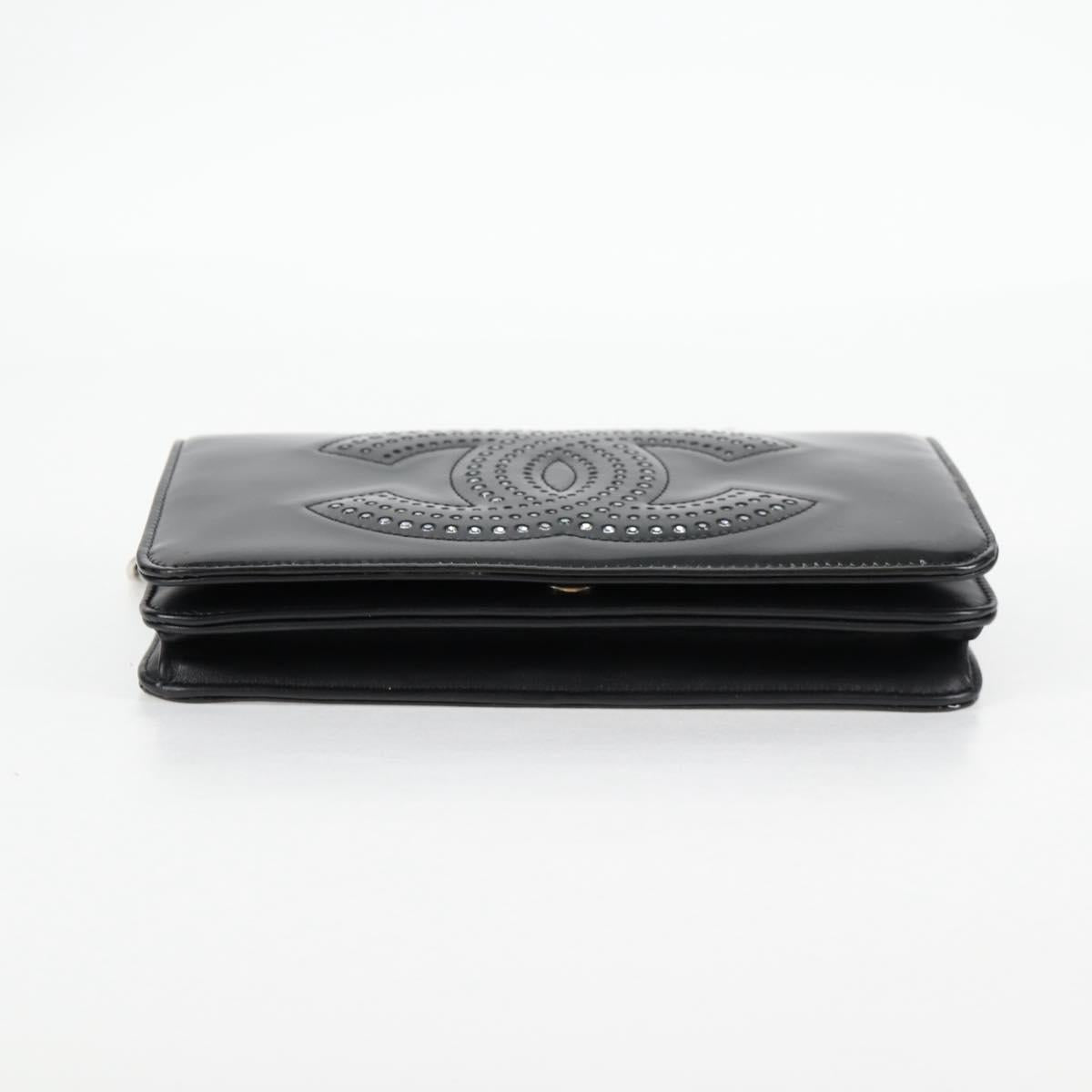 Chanel Chain Shoulder Bag Enamel Black Cc