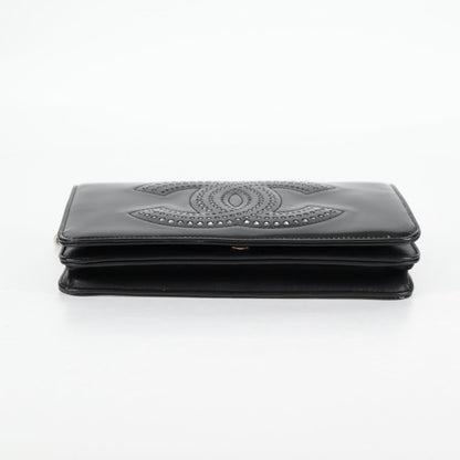 Chanel Chain Shoulder Bag Enamel Black Cc