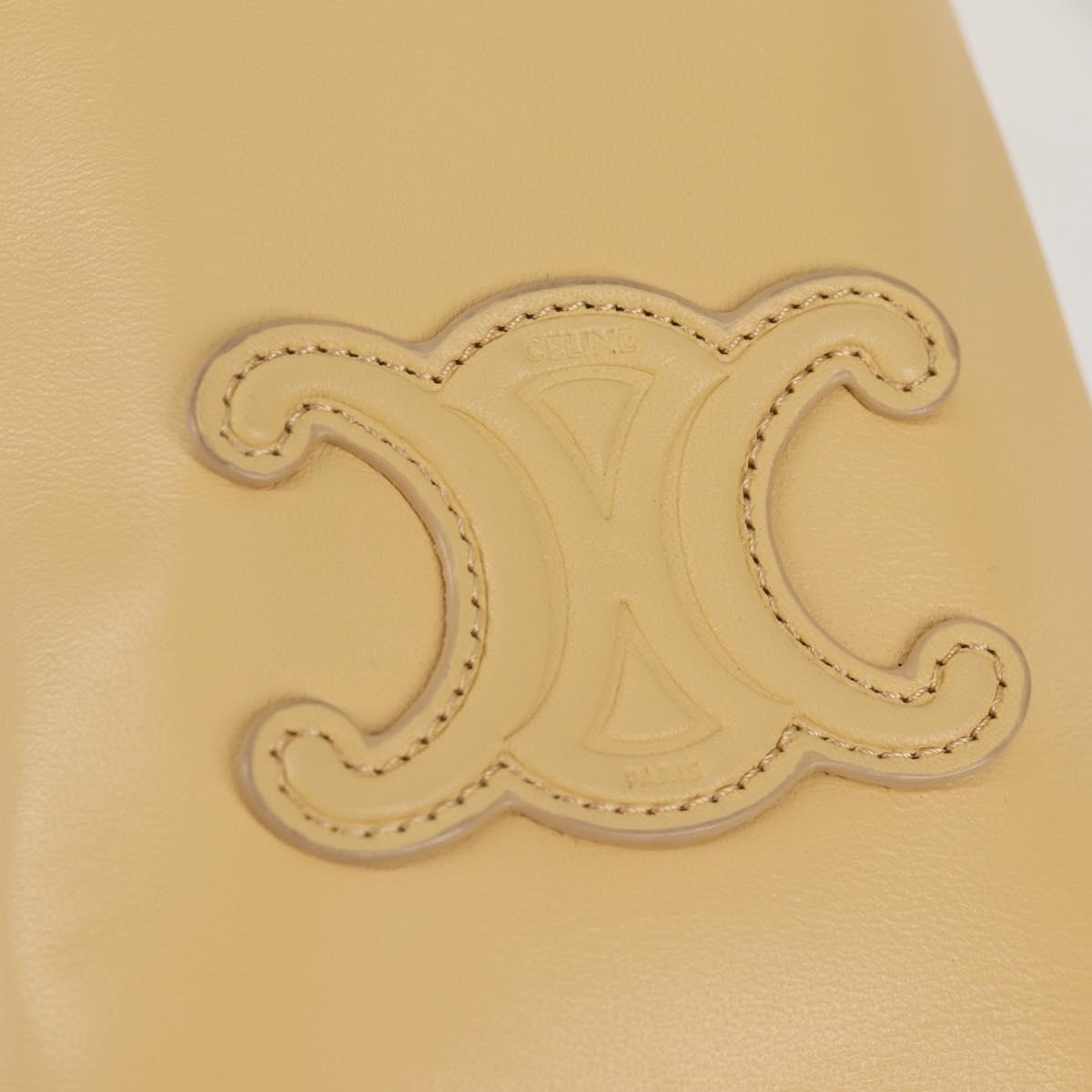 Celine Cuir Triomphe Drawstring Mobile Pouch Leather Yellow