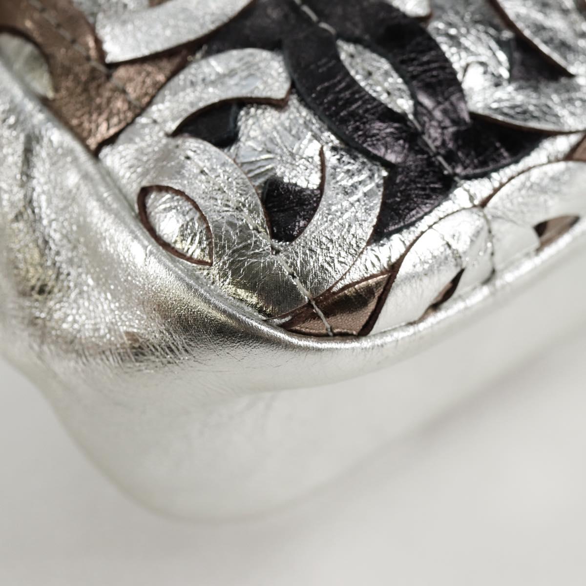 Chanel Chain Matelasse Shoulder Bag Leather Silver Cc