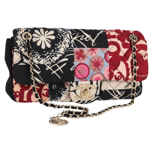 Chanel Chain Matelasse Shoulder Bag Canvas Black Cc