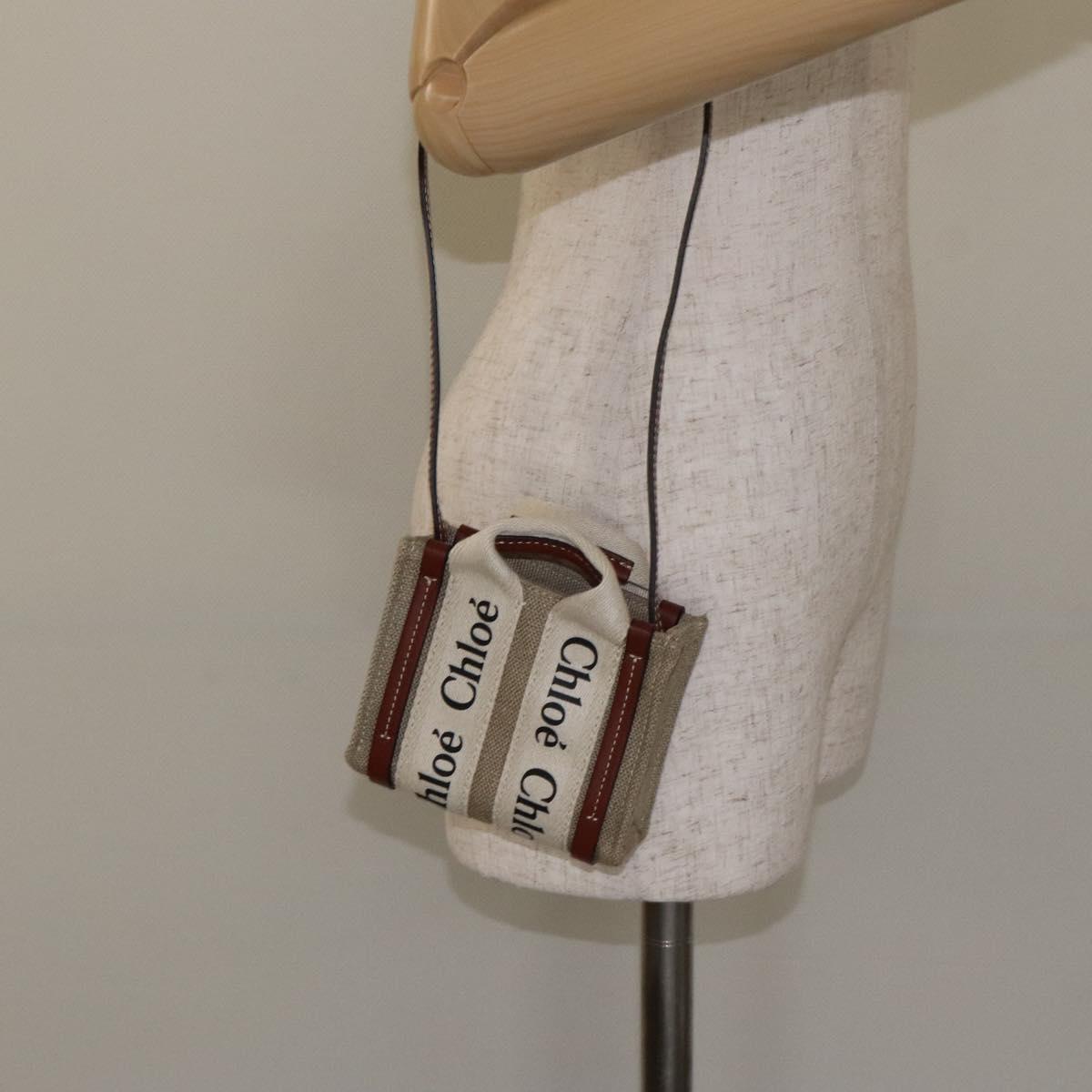 Chloe Woody Hand Bag Canvas 2WAY Ivory