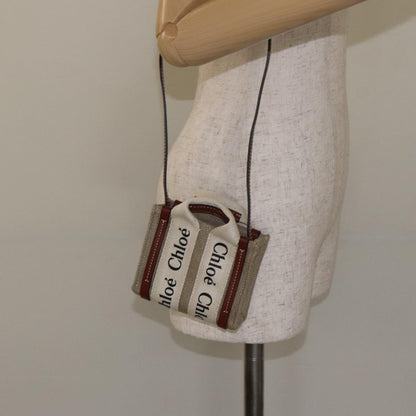 Chloe Woody Hand Bag Canvas 2WAY Ivory
