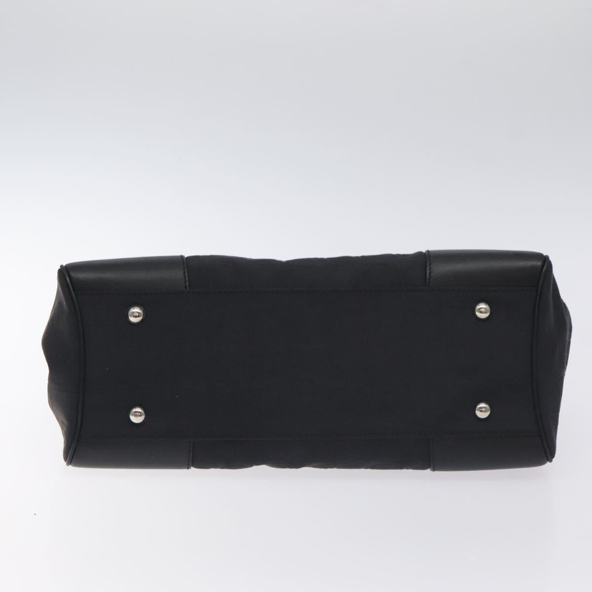 Salvatore Ferragamo Gancini Hand Bag Nylon Black Silver