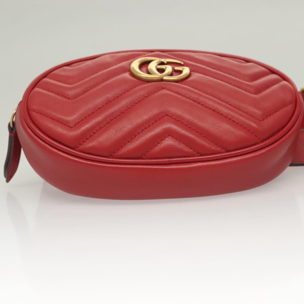 Gucci Gg Marmont Waist Bag Leather Red Gold 476434