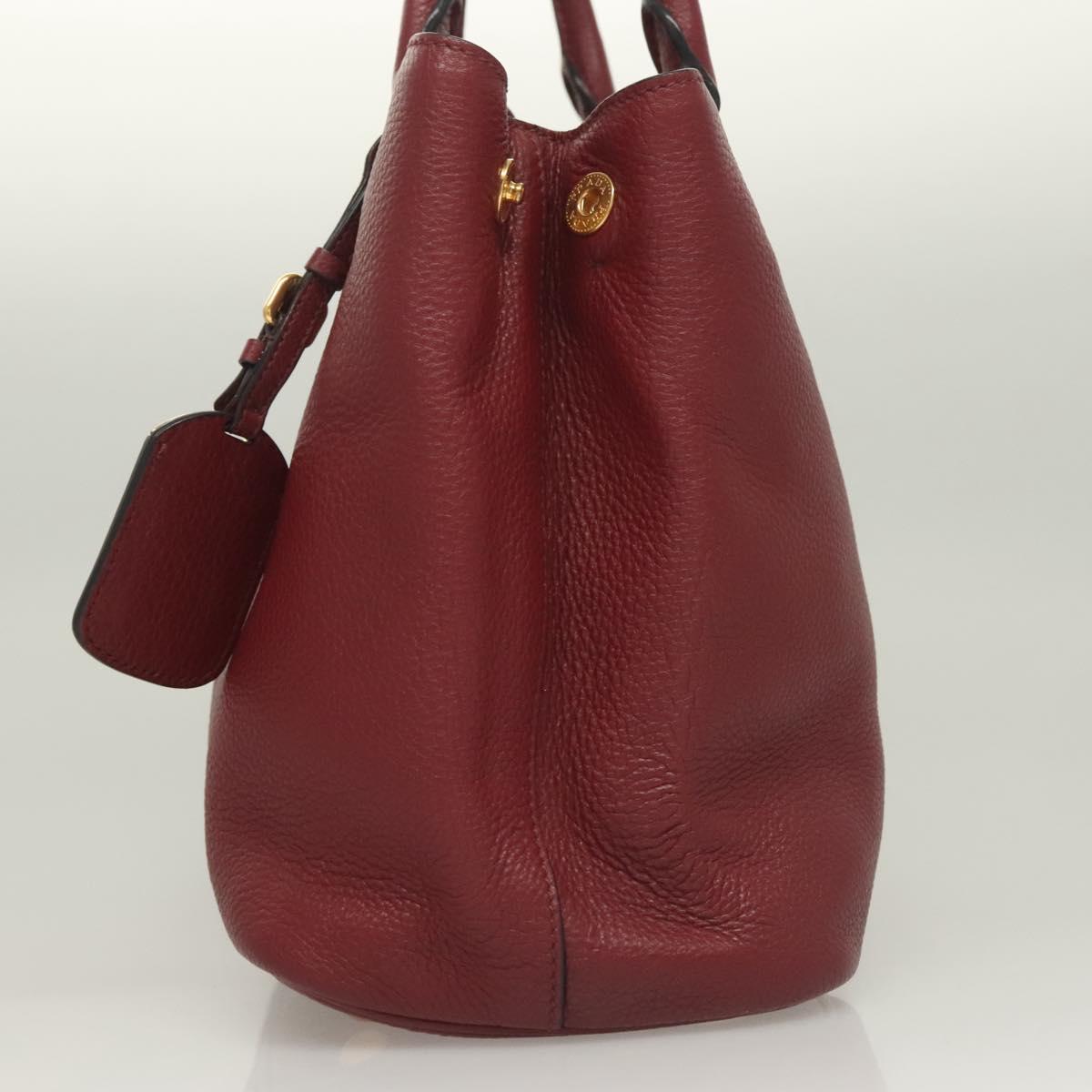 Prada Hand Bag Leather Bordeaux Gold