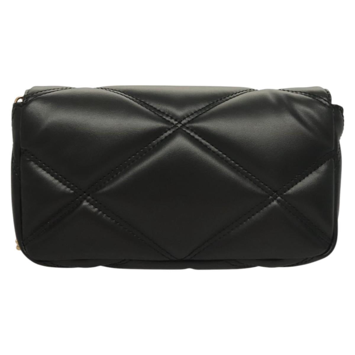 Versace Chain Shoulder Bag Leather Black Gold