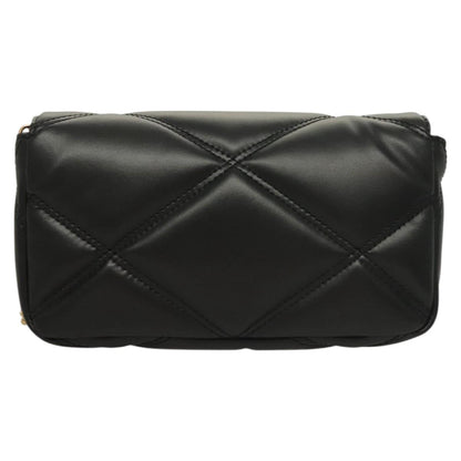 Versace Chain Shoulder Bag Leather Black Gold