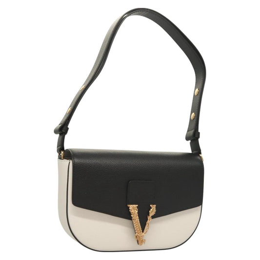 Versace Shoulder Bag Leather Black Gold White