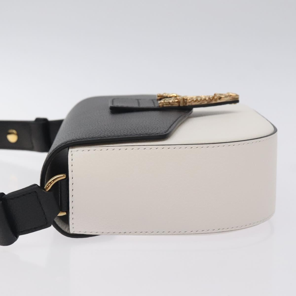 Versace Shoulder Bag Leather Black Gold White