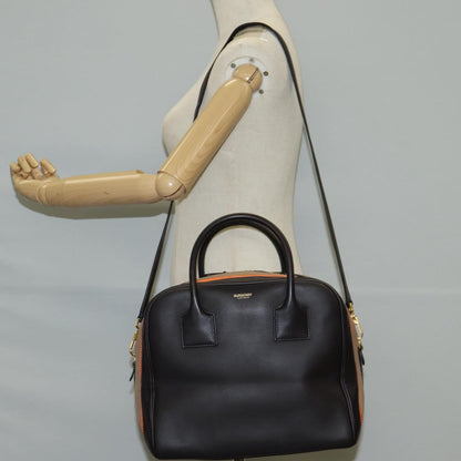 Burberry Hand Bag Leather 2WAY Black Gold
