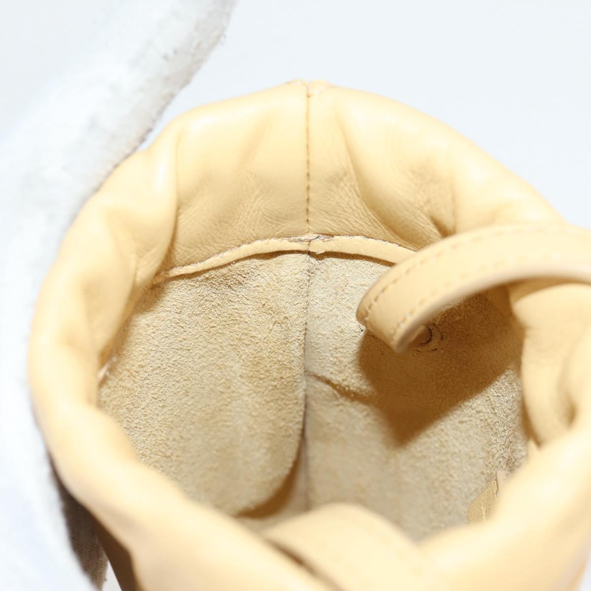 Celine Cuir Triomphe Drawstring Mobile Pouch Leather Yellow