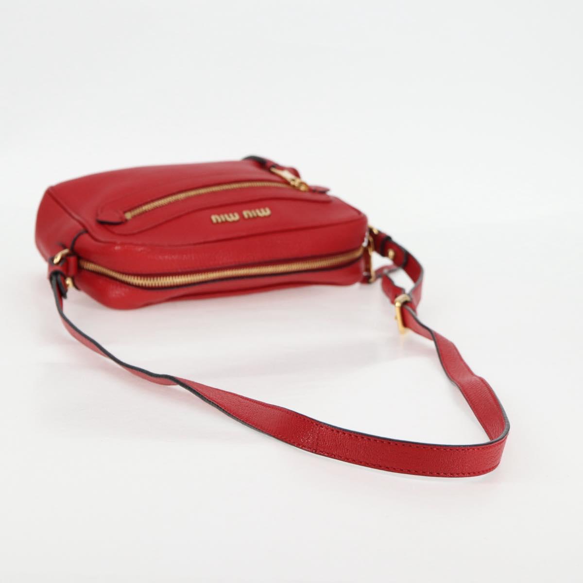 Miu Miu Shoulder Bag Leather Red Gold