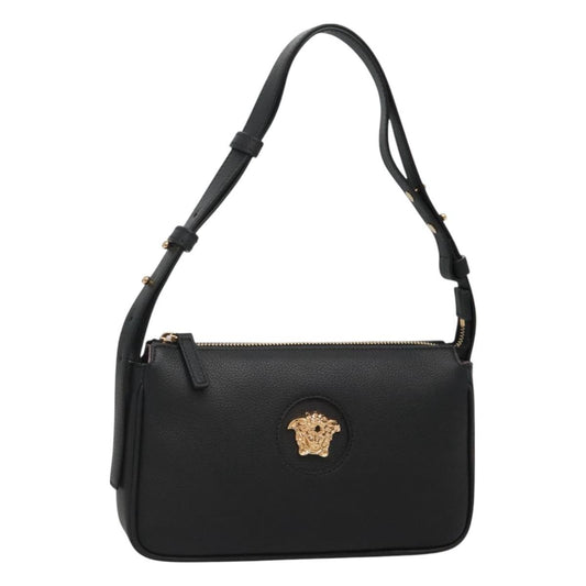 Versace Shoulder Bag Leather Black Gold