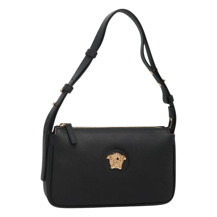 Versace Shoulder Bag Leather Black Gold