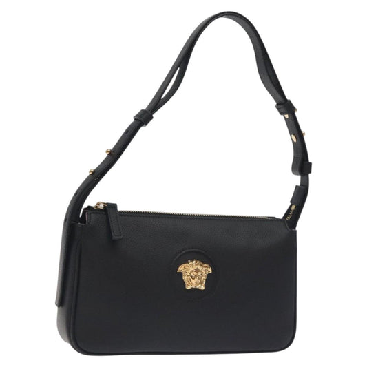 Versace Shoulder Bag Leather Black Gold
