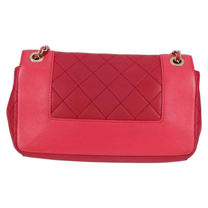 Chanel Matelasse Chain Shoulder Bag Leather Red Gold Cc