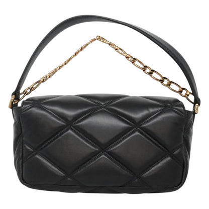 Versace Chain Hand Bag Leather 3WAY Black Gold