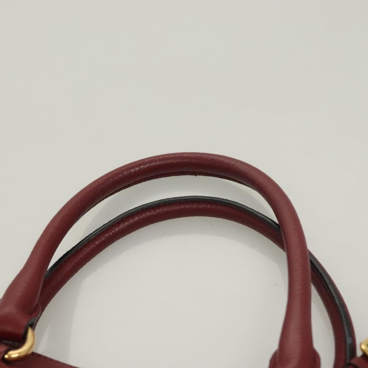 Prada Hand Bag Leather Bordeaux Gold