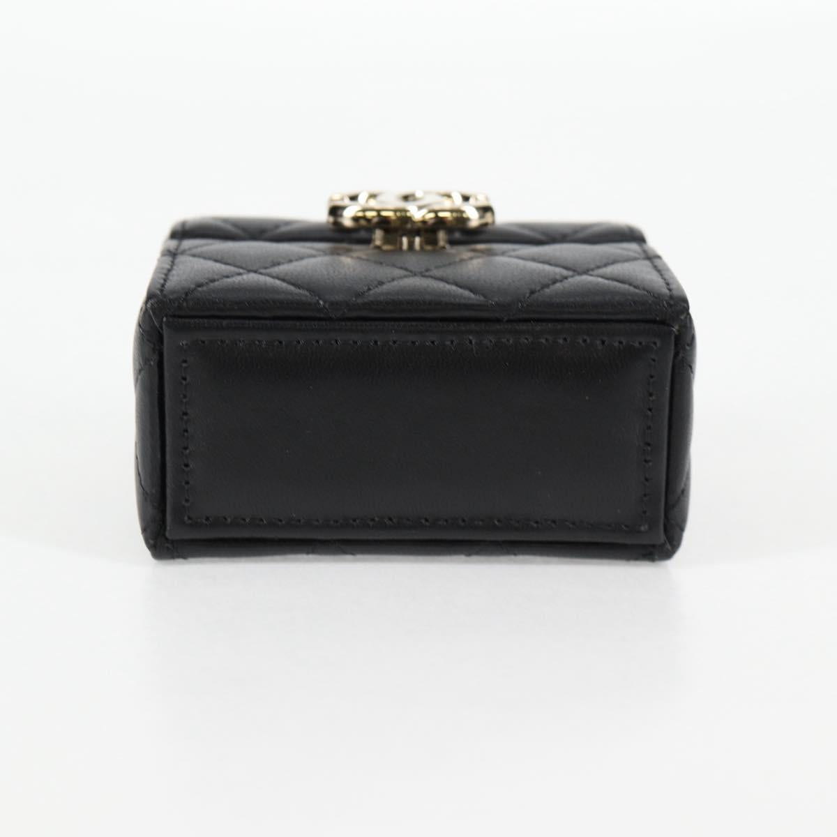 Chanel Matelasse Chain Shoulder Bag Lamb Skin Black Gold Cc