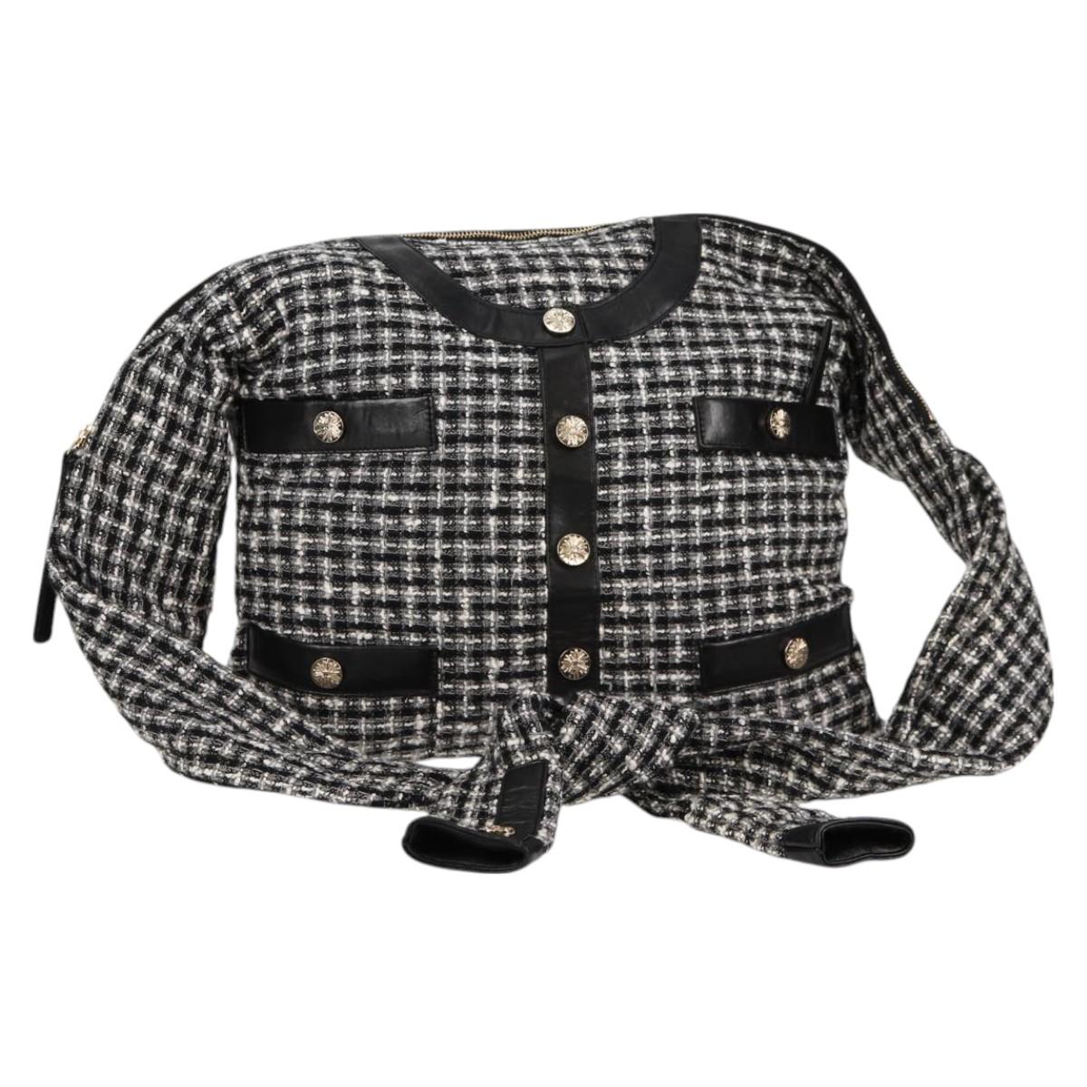 Chanel Girl Chanel Jacket Shoulder Bag Tweed Black White Cc