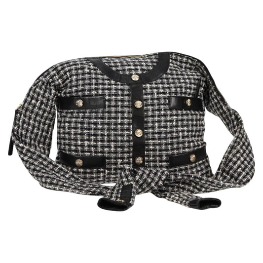 Chanel Girl Chanel Jacket Shoulder Bag Tweed Black White Cc