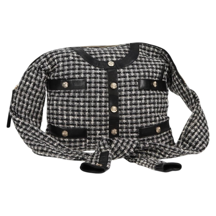 Chanel Girl Chanel Jacket Shoulder Bag Tweed Black White Cc