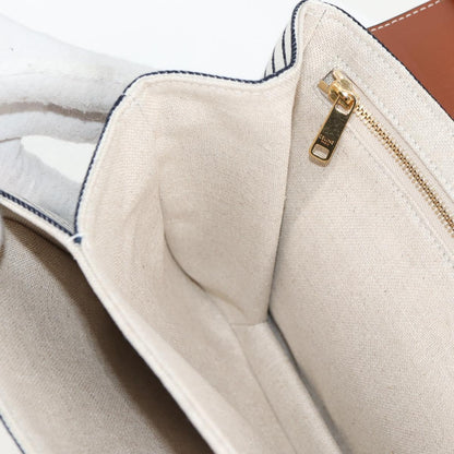 Celine Shoulder Bag Canvas Leather Brown Gold