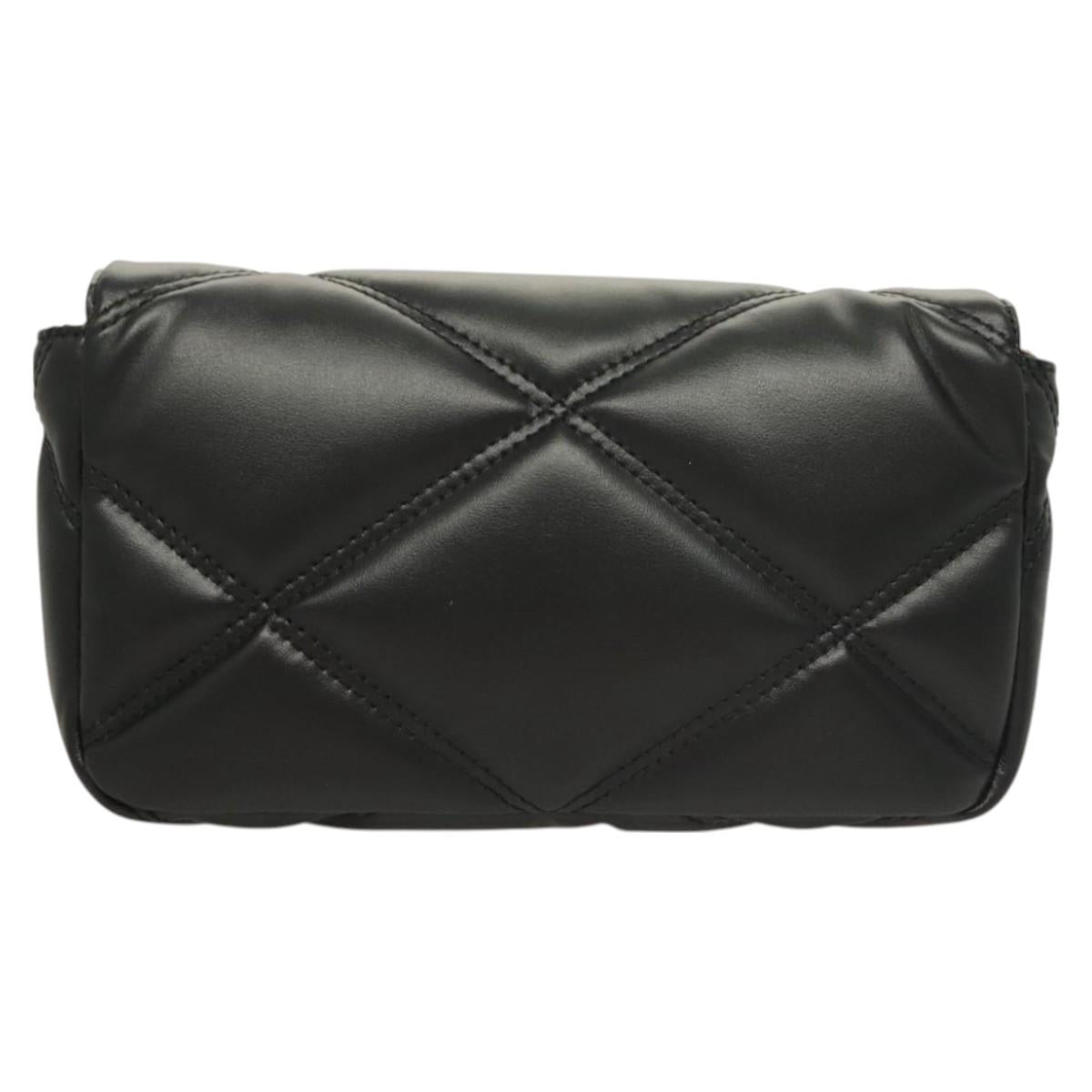 Versace Chain Shoulder Bag Leather Black Gold