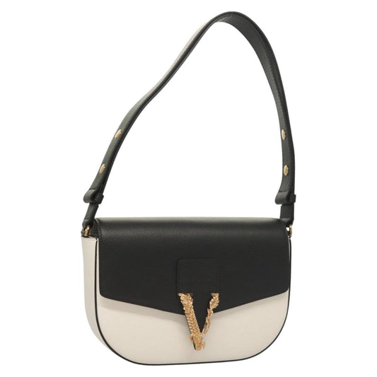 Versace Shoulder Bag Leather Black Gold White