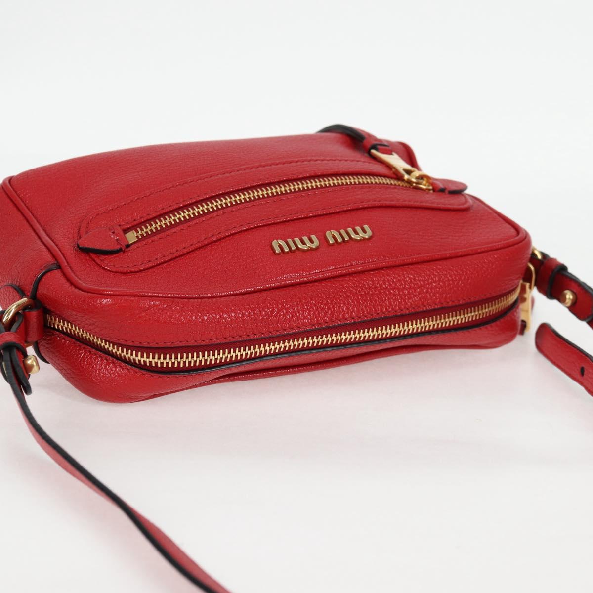 Miu Miu Shoulder Bag Leather Red Gold