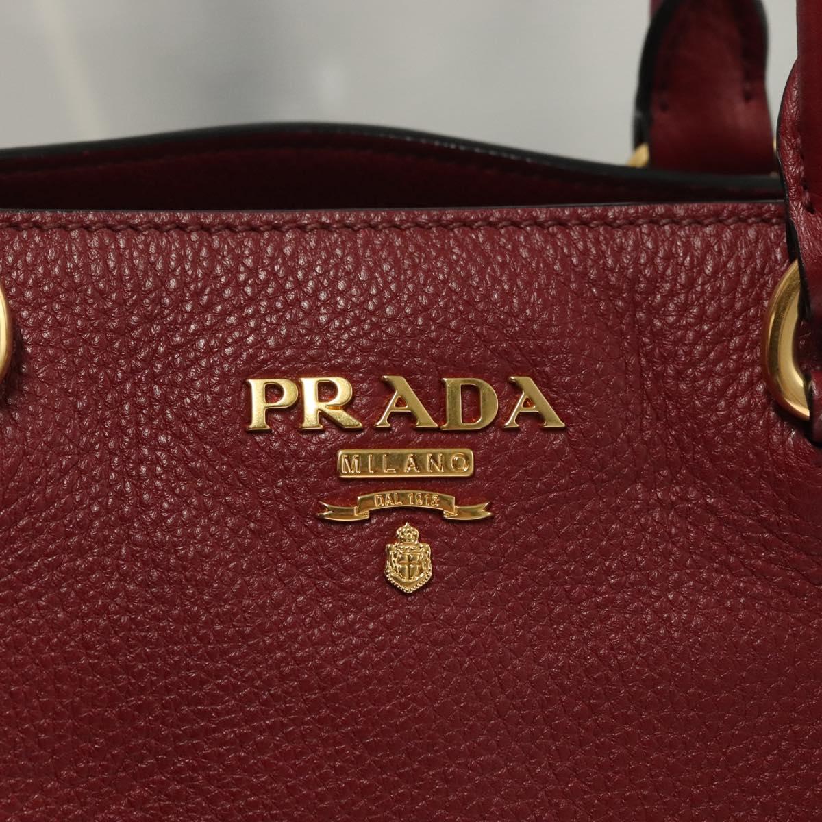Prada Hand Bag Leather Bordeaux Gold