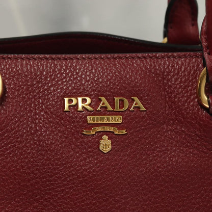 Prada Hand Bag Leather Bordeaux Gold