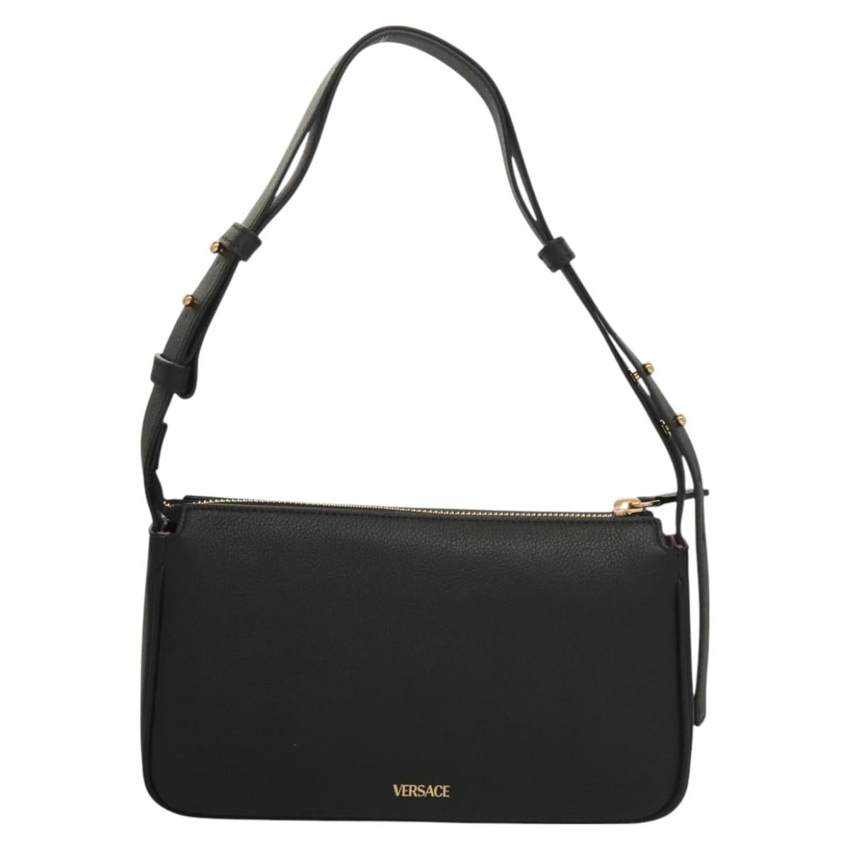 Versace Shoulder Bag Leather Black Gold