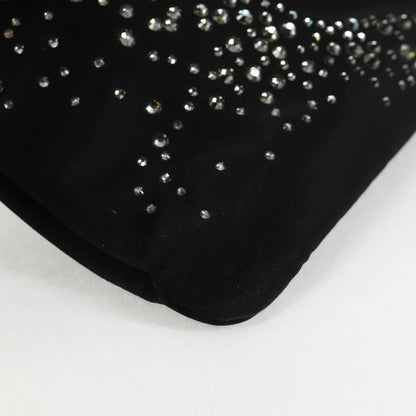 Chanel Camellia Rhinestone Chain Accessory Pouch Satin Black Cc