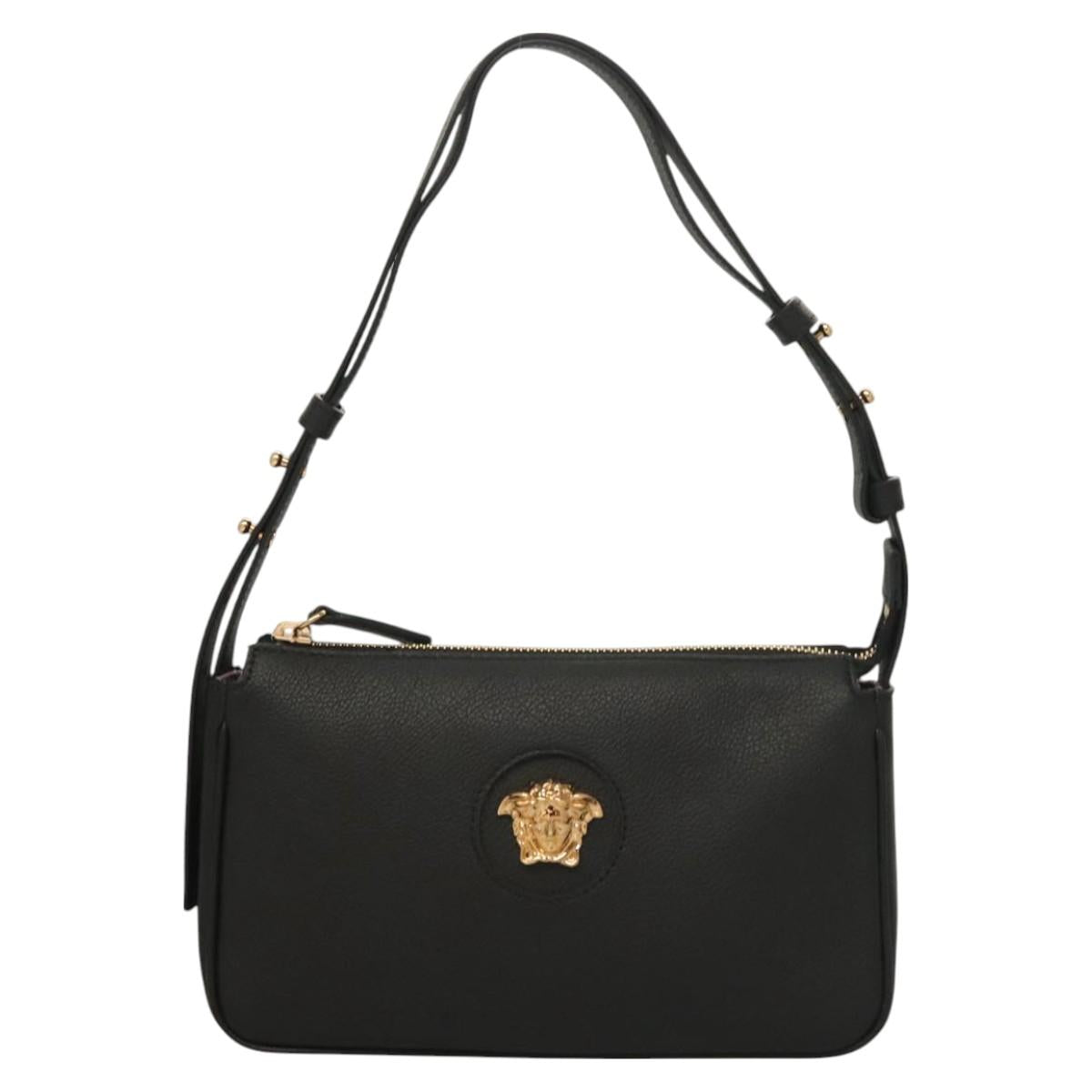 Versace Shoulder Bag Leather Black Gold