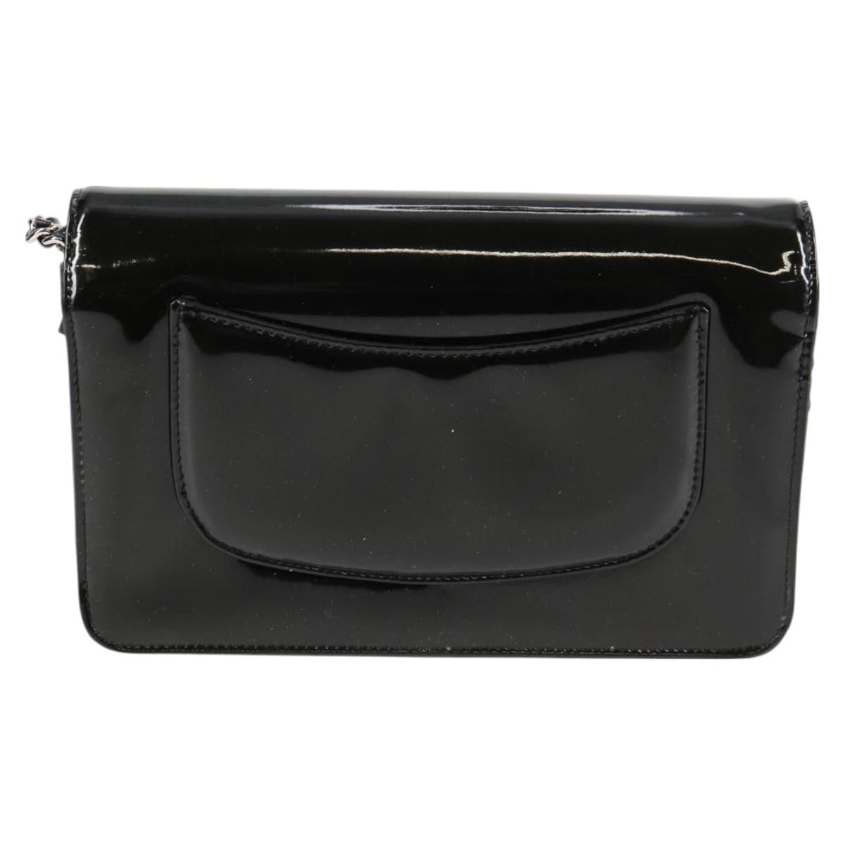 Chanel Chain Shoulder Bag Enamel Black Cc