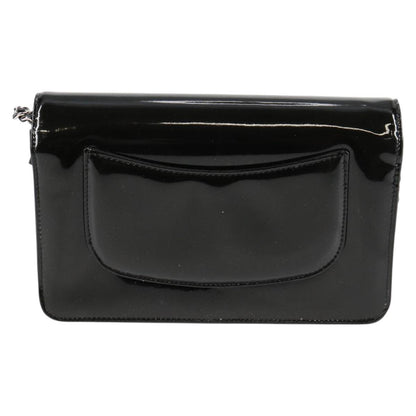 Chanel Chain Shoulder Bag Enamel Black Cc