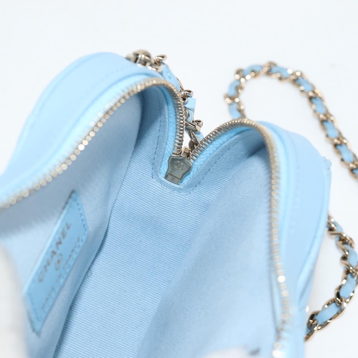Chanel Matelasse Chain Shoulder Bag Lamb Skin Blue Gold Cc