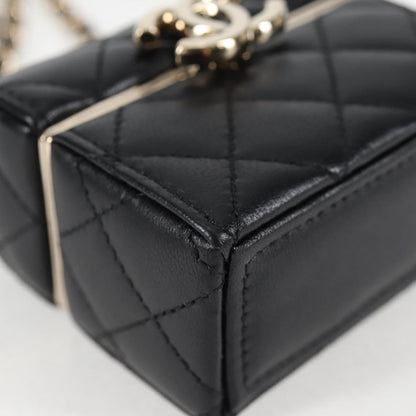 Chanel Matelasse Chain Shoulder Bag Lamb Skin Black Gold Cc