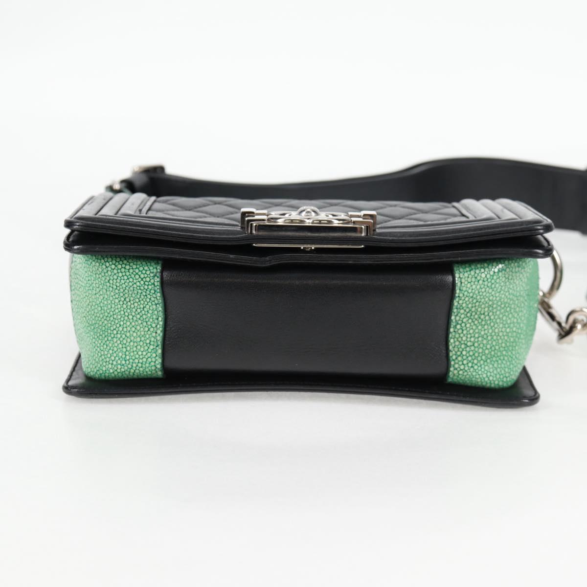 Chanel Chain Boy Chanel Shoulder Bag Lamb Skin Black Silver Cc