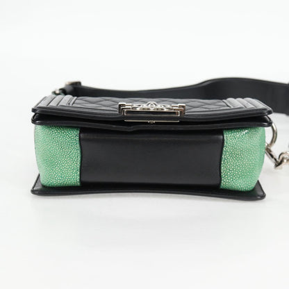 Chanel Chain Boy Chanel Shoulder Bag Lamb Skin Black Silver Cc