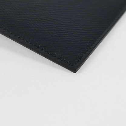 Celine Clutch Bag Leather Navy Silver 10b593-070