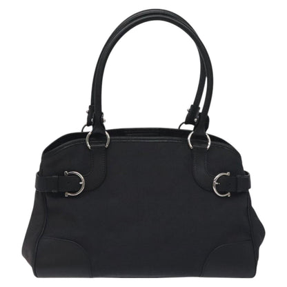 Salvatore Ferragamo Gancini Hand Bag Nylon Black Silver