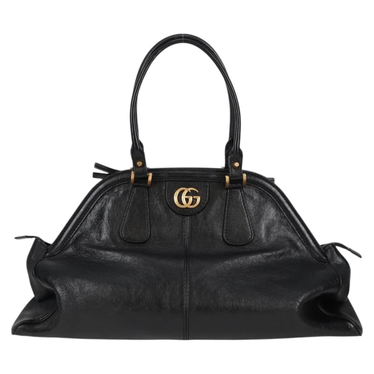 Gucci Gg Marmont Hand Bag Leather Black Gold 515937