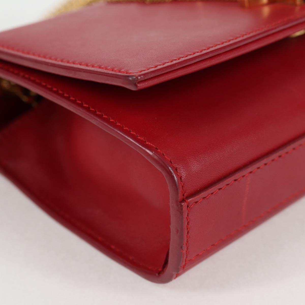 Saint Laurent Chain Shoulder Bag Leather Red Gold