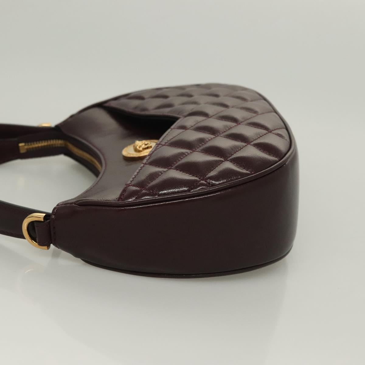 Versace Shoulder Bag Leather 2WAY Brown Gold