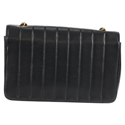 Chanel Mademoiselle Chain Shoulder Bag Lamb Skin Black Gold Cc