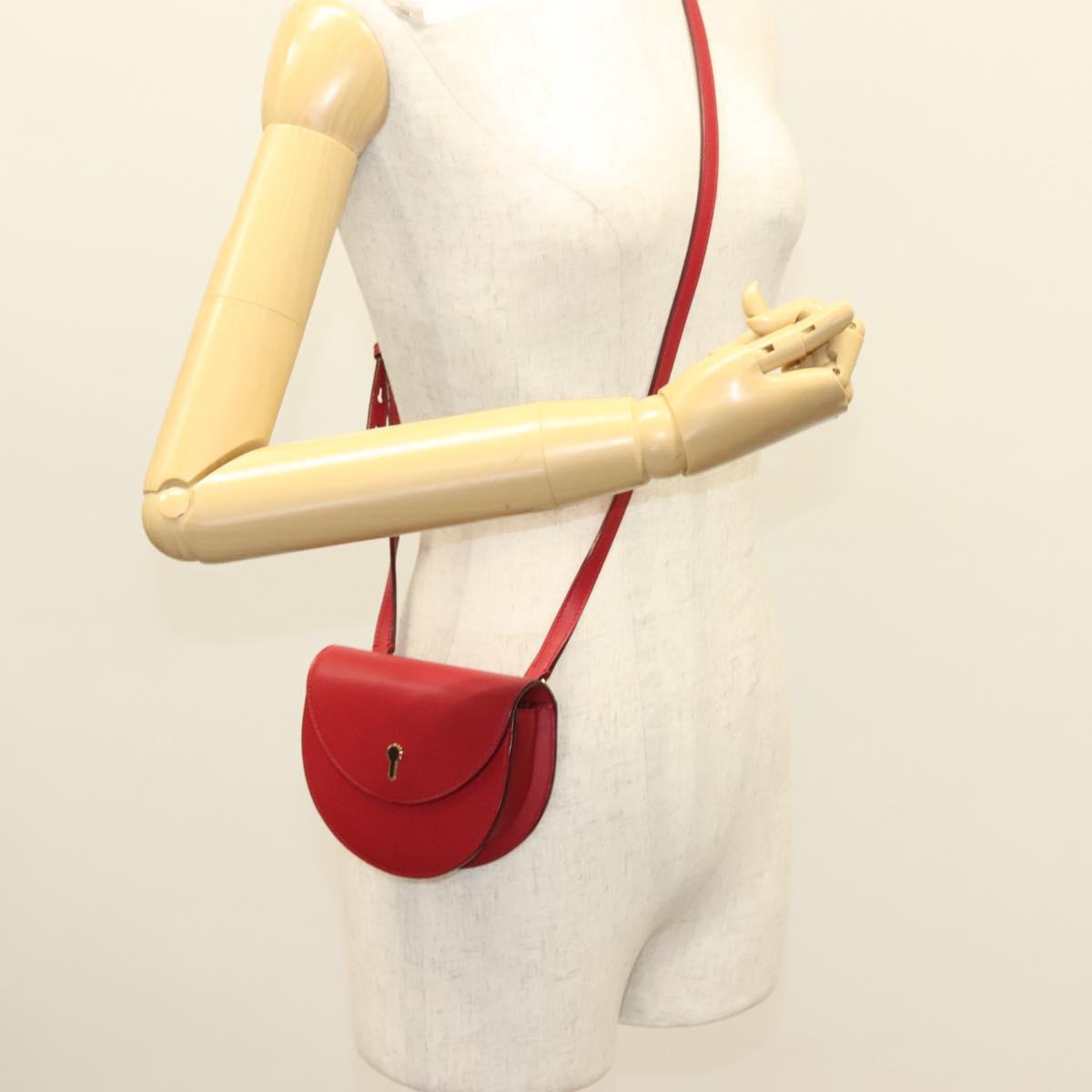 Bally Shoulder Bag Leather Red Gold