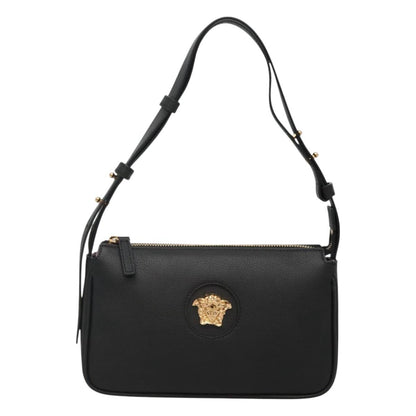 Versace Shoulder Bag Leather Black Gold